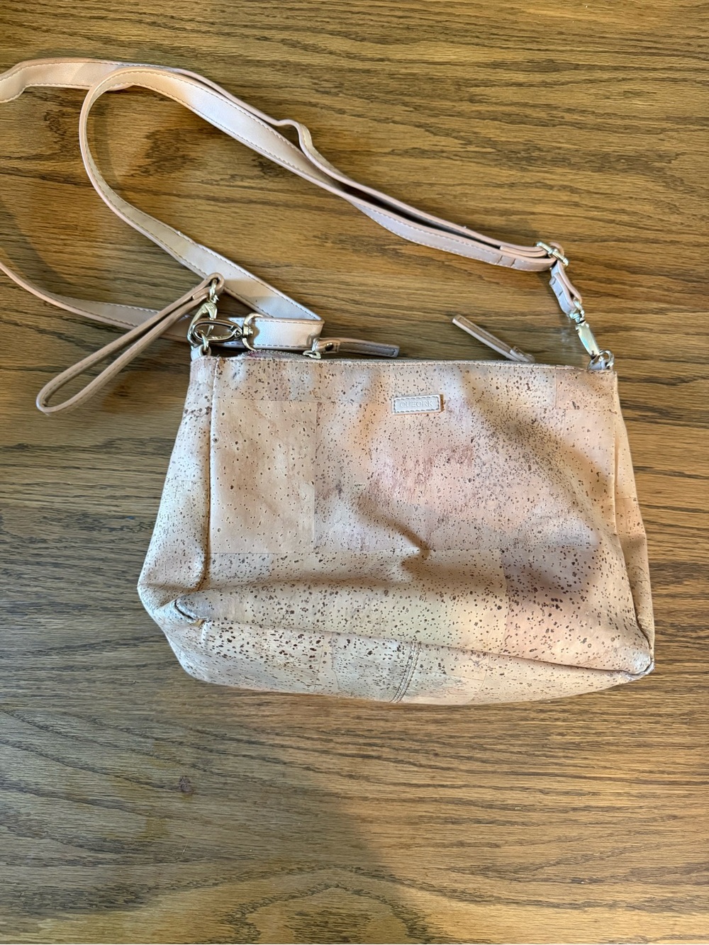 Queork natural cork Crossbody Bag with Adjustable Strap by